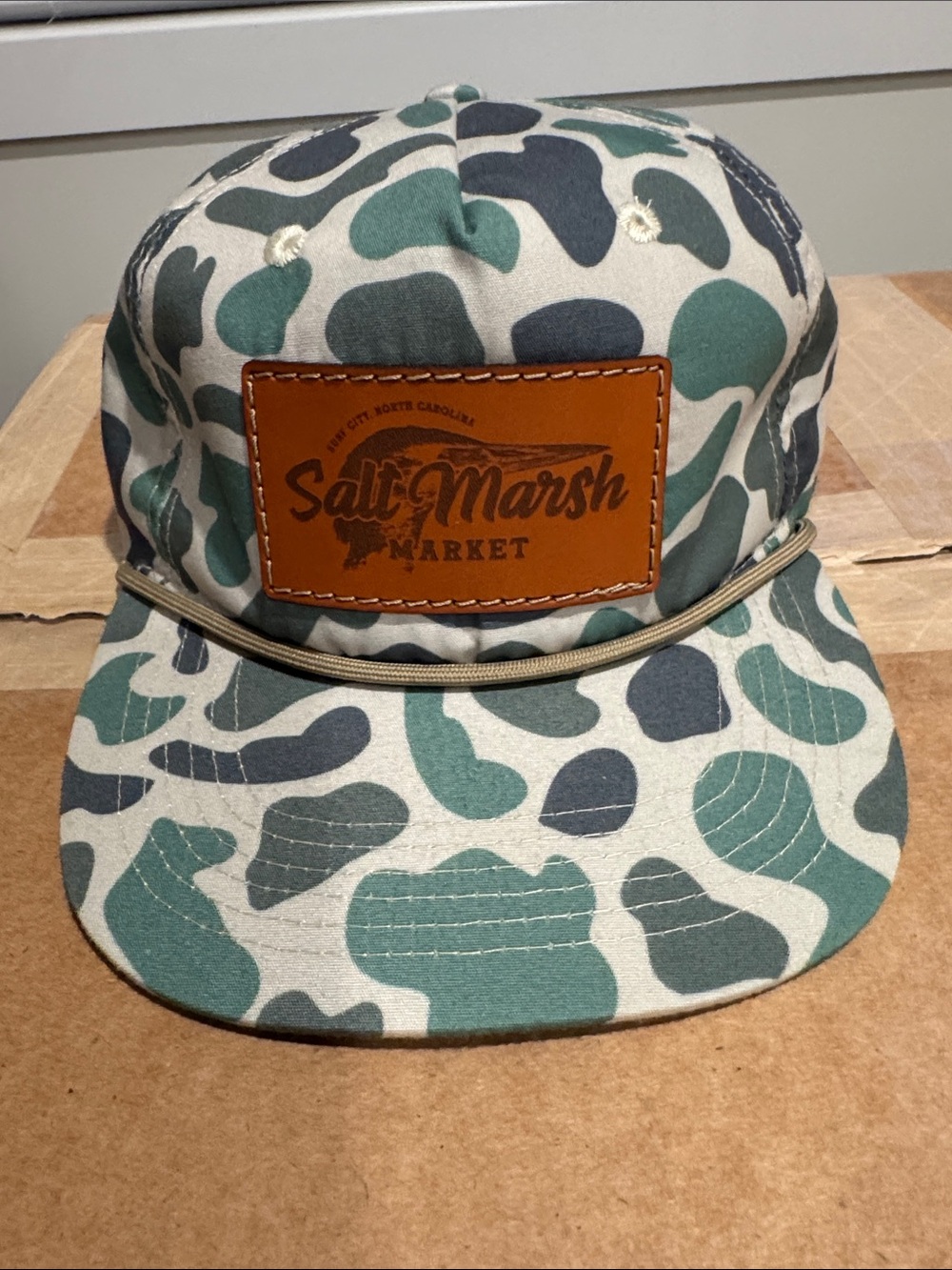 Salt Marsh Camo Rope-Trim Cap - Green & Gray